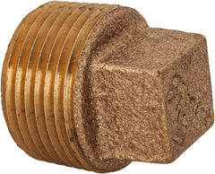 Merit Brass - Class 125, 1-1/2" Internal Pipe, Lead Free Brass Square Head Plug - MNPT - Exact Tooling