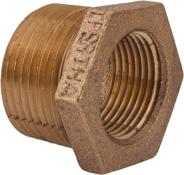 Merit Brass - Class 125, 1 x 3/4" Internal Pipe, Lead Free Brass Hex Bushing - MNPT x FNPT - Exact Tooling