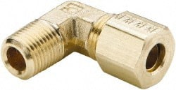 Parker - 5/16" OD, Brass Male Elbow - 300 Max Working psi, -65 to 250°F, Comp x MNPT Ends - Exact Tooling
