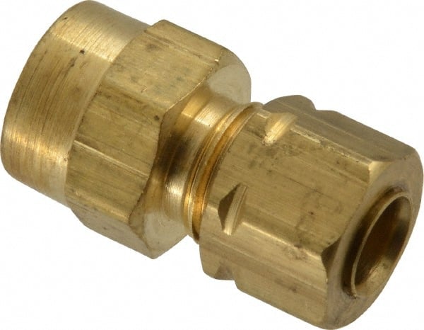 Parker - 1/4" OD, Brass Female Connector - 1,400 Max Working psi, -65 to 250°F, Comp x FNPT Ends - Exact Tooling