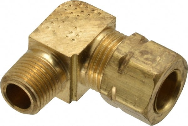 Parker - 5/16" OD, Brass Male Elbow - 1,200 Max Working psi, -65 to 250°F, Comp x MNPT Ends - Exact Tooling