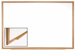 Ghent - 48-5/8" High x 72-5/8" Wide Porcelain on Steel Magnetic Marker Board with Wood Frame - Wood Frame, 1-3/4" Deep - Exact Tooling