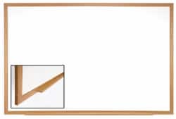 Ghent - 36-5/8" High x 48-1/2" Wide Porcelain on Steel Magnetic Marker Board with Wood Frame - Wood Frame, 1-3/4" Deep - Exact Tooling