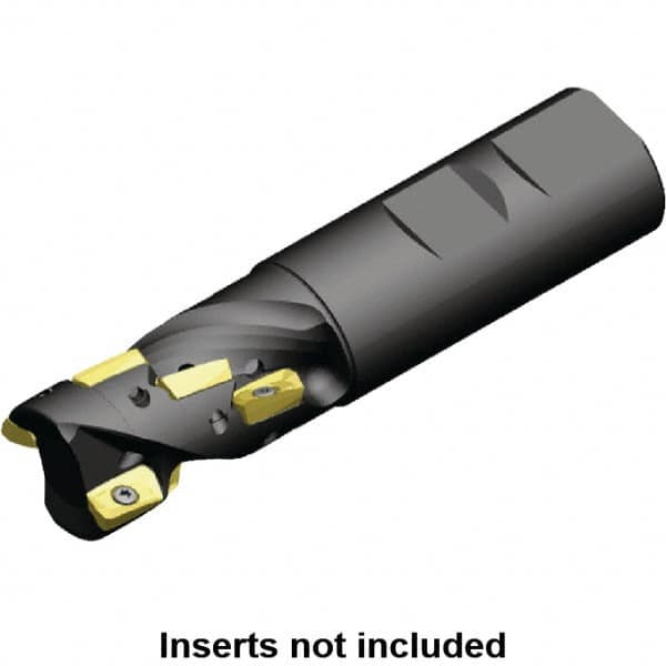 Kennametal - 20mm Cut Diam, 27.74mm Max Depth of Cut, 20mm Shank Diam, 87mm OAL, Indexable Square Shoulder Helical End Mill - ED.T 10T3.. Inserts, Weldon Shank, 0° Lead Angle, Through Coolant, Series Mill 1-10 - Exact Tooling