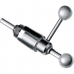 De-Sta-Co - 3,000 N Capacity, M6 Plunger, 12mm Plunger Diam, Through Hole Mt, Two Hand, Plunger & Hand Lever Actuation, Variable Stroke Straight Line Action Clamp - Exact Tooling