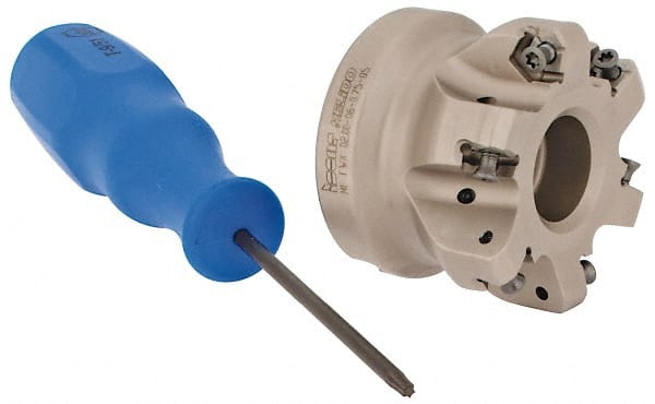 Iscar - 1.628" Cut Diam, 3/4" Arbor Hole, 0.08" Max Depth of Cut, 30° Indexable Chamfer & Angle Face Mill - 6 Inserts, H600 WXCU 05 Insert, Right Hand Cut, 6 Flutes, Through Coolant, Series Helido - Exact Tooling