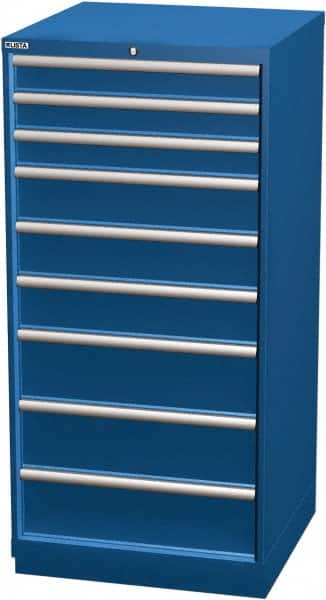 LISTA - 9 Drawer, Modular Storage Cabinet - Steel, 28-1/4" Wide x 28-1/2" Deep x 59-1/2" High, Blue - Exact Tooling