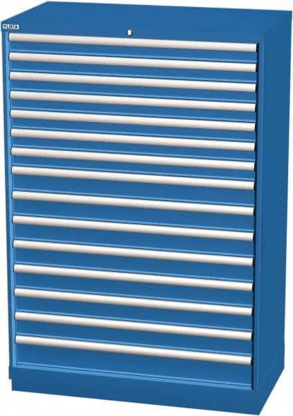 LISTA - 15 Drawer, Modular Storage Cabinet - Steel, 40-1/4" Wide x 22-1/2" Deep x 59-1/2" High, Blue - Exact Tooling