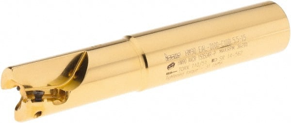 Iscar - 1" Cut Diam, 0.531" Max Depth of Cut, 1" Shank Diam, 5-1/2" OAL, Indexable Square Shoulder End Mill - Cylindrical Shank, 90° Lead Angle, Through Coolant, Series Helialu - Exact Tooling