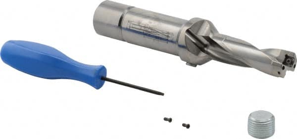 Iscar - 2-1/4" Max Drill Depth, 3xD, 3/4" Diam, Indexable Insert Drill - 1" Shank Diam, Straight Shank - Exact Tooling