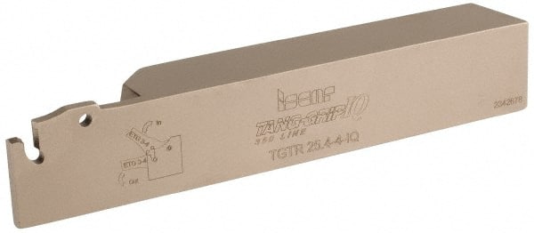 Iscar - External Thread, 1-1/4" Max Depth of Cut, 0.146" Min Groove Width, 5.905" OAL, Right Hand Indexable Grooving Cutoff Toolholder - 1" Shank Height x 1" Shank Width, TAG Insert Style, TGT Toolholder Style, Series Tang-GripIQ - Exact Tooling