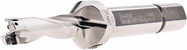 Iscar - 1.69" Max Drill Depth, 3xD, 9/16" Diam, Indexable Insert Drill - 3/4" Shank Diam, Straight Shank - Exact Tooling