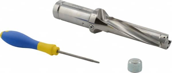 Iscar - 4" Max Drill Depth, 4xD, 1" Diam, Indexable Insert Drill - 1-1/4" Shank Diam, Whistle Notch Shank - Exact Tooling