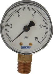 Wika - 2" Dial, 1/4 Thread, 0-15 Scale Range, Pressure Gauge - Lower Connection Mount, Accurate to 3-2-3% of Scale - Exact Tooling