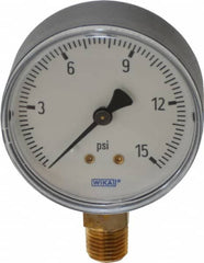 Wika - 2-1/2" Dial, 1/4 Thread, 0-15 Scale Range, Pressure Gauge - Lower Connection Mount, Accurate to 3-2-3% of Scale - Exact Tooling