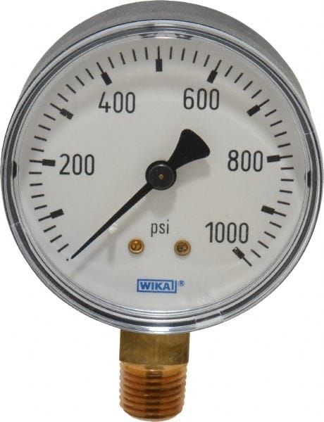 Wika - 2-1/2" Dial, 1/4 Thread, 0-1,000 Scale Range, Pressure Gauge - Lower Connection Mount, Accurate to 3-2-3% of Scale - Exact Tooling