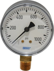 Wika - 2-1/2" Dial, 1/4 Thread, 0-1,000 Scale Range, Pressure Gauge - Lower Connection Mount, Accurate to 3-2-3% of Scale - Exact Tooling
