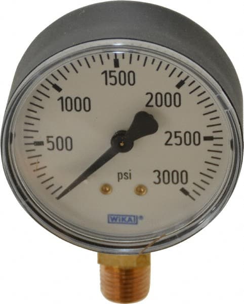 Wika - 2-1/2" Dial, 1/4 Thread, 0-3,000 Scale Range, Pressure Gauge - Lower Connection Mount, Accurate to 3-2-3% of Scale - Exact Tooling