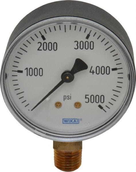 Wika - 2-1/2" Dial, 1/4 Thread, 0-5,000 Scale Range, Pressure Gauge - Lower Connection Mount, Accurate to 3-2-3% of Scale - Exact Tooling