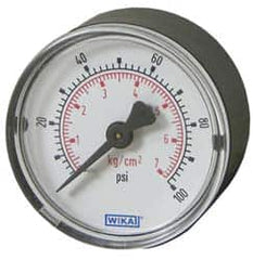 Wika - 2" Dial, 1/4 Thread, 0-300 Scale Range, Pressure Gauge - U-Clamp Panel Mount, Center Back Connection Mount, Accurate to 3-2-3% of Scale - Exact Tooling