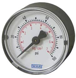Wika - 2-1/2" Dial, 1/4 Thread, 30-0 Scale Range, Pressure Gauge - U-Clamp Panel Mount, Center Back Connection Mount, Accurate to 3-2-3% of Scale - Exact Tooling