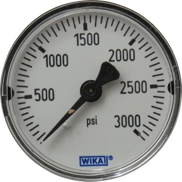 Wika - 2" Dial, 1/4 Thread, 0-3,000 Scale Range, Pressure Gauge - Center Back Connection Mount, Accurate to 3-2-3% of Scale - Exact Tooling