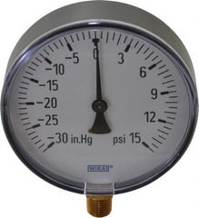 Wika - 4" Dial, 1/4 Thread, 30-0-15 Scale Range, Pressure Gauge - Lower Connection Mount, Accurate to 3-2-3% of Scale - Exact Tooling