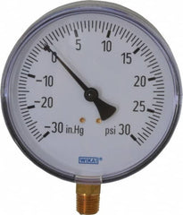 Wika - 4" Dial, 1/4 Thread, 30-0-30 Scale Range, Pressure Gauge - Lower Connection Mount, Accurate to 3-2-3% of Scale - Exact Tooling