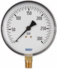 Wika - 4" Dial, 1/4 Thread, 0-300 Scale Range, Pressure Gauge - Lower Connection Mount, Accurate to 3-2-3% of Scale - Exact Tooling