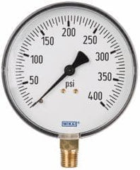 Wika - 4" Dial, 1/4 Thread, 0-400 Scale Range, Pressure Gauge - Lower Connection Mount, Accurate to 3-2-3% of Scale - Exact Tooling