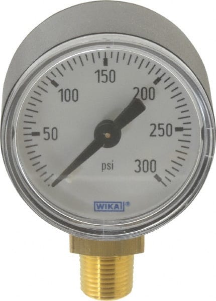 Wika - 1-1/2" Dial, 1/8 Thread, 0-300 Scale Range, Pressure Gauge - Lower Connection Mount, Accurate to 3-2-3% of Scale - Exact Tooling