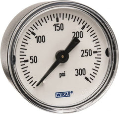 Wika - 1-1/2" Dial, 1/8 Thread, 0-300 Scale Range, Pressure Gauge - Center Back Connection Mount, Accurate to 3-2-3% of Scale - Exact Tooling