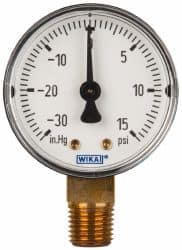 Wika - 2" Dial, 1/4 Thread, 30-0-15 Scale Range, Pressure Gauge - Lower Connection Mount, Accurate to 3-2-3% of Scale - Exact Tooling