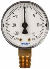 Wika - 2" Dial, 1/4 Thread, 30-0-15 Scale Range, Pressure Gauge - Lower Connection Mount, Accurate to 3-2-3% of Scale - Exact Tooling