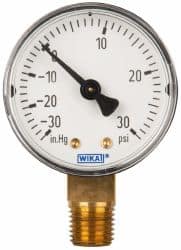 Wika - 2" Dial, 1/4 Thread, 30-0-30 Scale Range, Pressure Gauge - Lower Connection Mount, Accurate to 3-2-3% of Scale - Exact Tooling