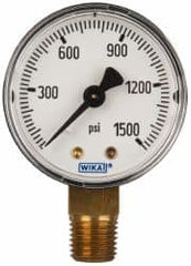Wika - 2" Dial, 1/4 Thread, 0-1,500 Scale Range, Pressure Gauge - Lower Connection Mount, Accurate to 3-2-3% of Scale - Exact Tooling