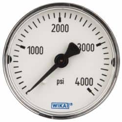 Wika - 2" Dial, 1/4 Thread, 0-4,000 Scale Range, Pressure Gauge - Center Back Connection Mount, Accurate to 3-2-3% of Scale - Exact Tooling