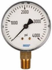 Wika - 2-1/2" Dial, 1/4 Thread, 0-4,000 Scale Range, Pressure Gauge - Lower Connection Mount, Accurate to 3-2-3% of Scale - Exact Tooling