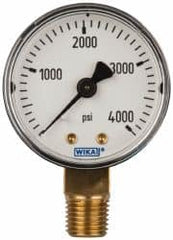 Wika - 2" Dial, 1/4 Thread, 0-4,000 Scale Range, Pressure Gauge - Lower Connection Mount, Accurate to 3-2-3% of Scale - Exact Tooling