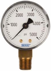 Wika - 2" Dial, 1/4 Thread, 0-5,000 Scale Range, Pressure Gauge - Lower Connection Mount, Accurate to 3-2-3% of Scale - Exact Tooling