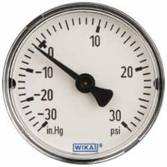 Wika - 2" Dial, 1/4 Thread, 30-0-30 Scale Range, Pressure Gauge - Center Back Connection Mount, Accurate to 3-2-3% of Scale - Exact Tooling