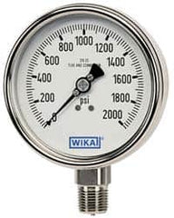 Wika - 2-1/2" Dial, 1/4 Thread, 0-400 Scale Range, Pressure Gauge - Center Back Connection Mount, Accurate to 2-1-2% of Scale - Exact Tooling