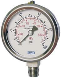 Wika - 2-1/2" Dial, 1/4 Thread, 0-3,000 Scale Range, Pressure Gauge - Lower Connection Mount, Accurate to 2-1-2% of Scale - Exact Tooling