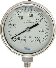 Wika - 4" Dial, 1/4 Thread, 30-0-300 Scale Range, Pressure Gauge - Lower Connection Mount, Accurate to 1% of Scale - Exact Tooling