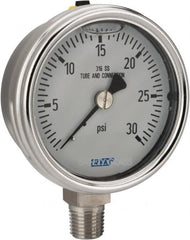 Wika - 2-1/2" Dial, 1/4 Thread, 0-30 Scale Range, Pressure Gauge - Lower Connection Mount, Accurate to 2-1-2% of Scale - Exact Tooling