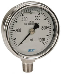 Wika - 2-1/2" Dial, 1/4 Thread, 0-1,000 Scale Range, Pressure Gauge - Lower Connection Mount, Accurate to 2-1-2% of Scale - Exact Tooling