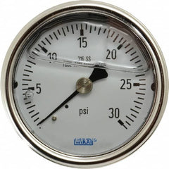 Wika - 2-1/2" Dial, 1/4 Thread, 0-30 Scale Range, Pressure Gauge - Center Back Connection Mount, Accurate to 2-1-2% of Scale - Exact Tooling
