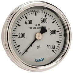 Wika - 2-1/2" Dial, 1/4 Thread, 0-1,000 Scale Range, Pressure Gauge - Center Back Connection Mount, Accurate to 2-1-2% of Scale - Exact Tooling