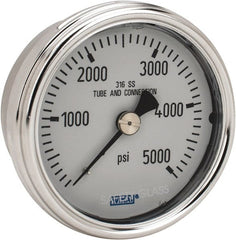 Wika - 2-1/2" Dial, 1/4 Thread, 0-5,000 Scale Range, Pressure Gauge - Center Back Connection Mount, Accurate to 2-1-2% of Scale - Exact Tooling