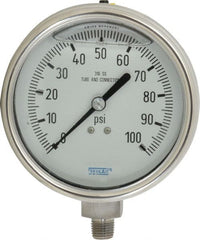 Wika - 4" Dial, 1/4 Thread, 0-100 Scale Range, Pressure Gauge - Lower Connection Mount, Accurate to 1% of Scale - Exact Tooling